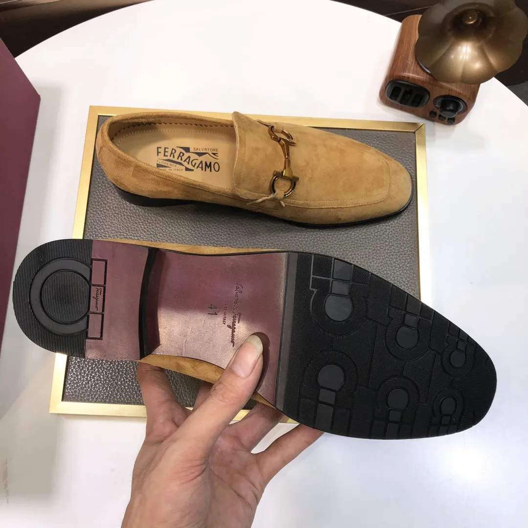 Men's shoes 💰500💰 [Ferragamo/Ferragamo] The latest model in the counter. Original imported high-quality cowhide with open sides + imported 🐂 water-dyed cowhide lining + original luxury metal buckle + original combination outsole. Comparison without pressure 38--45 (45 is custom-made and cannot be returned or exchanged)